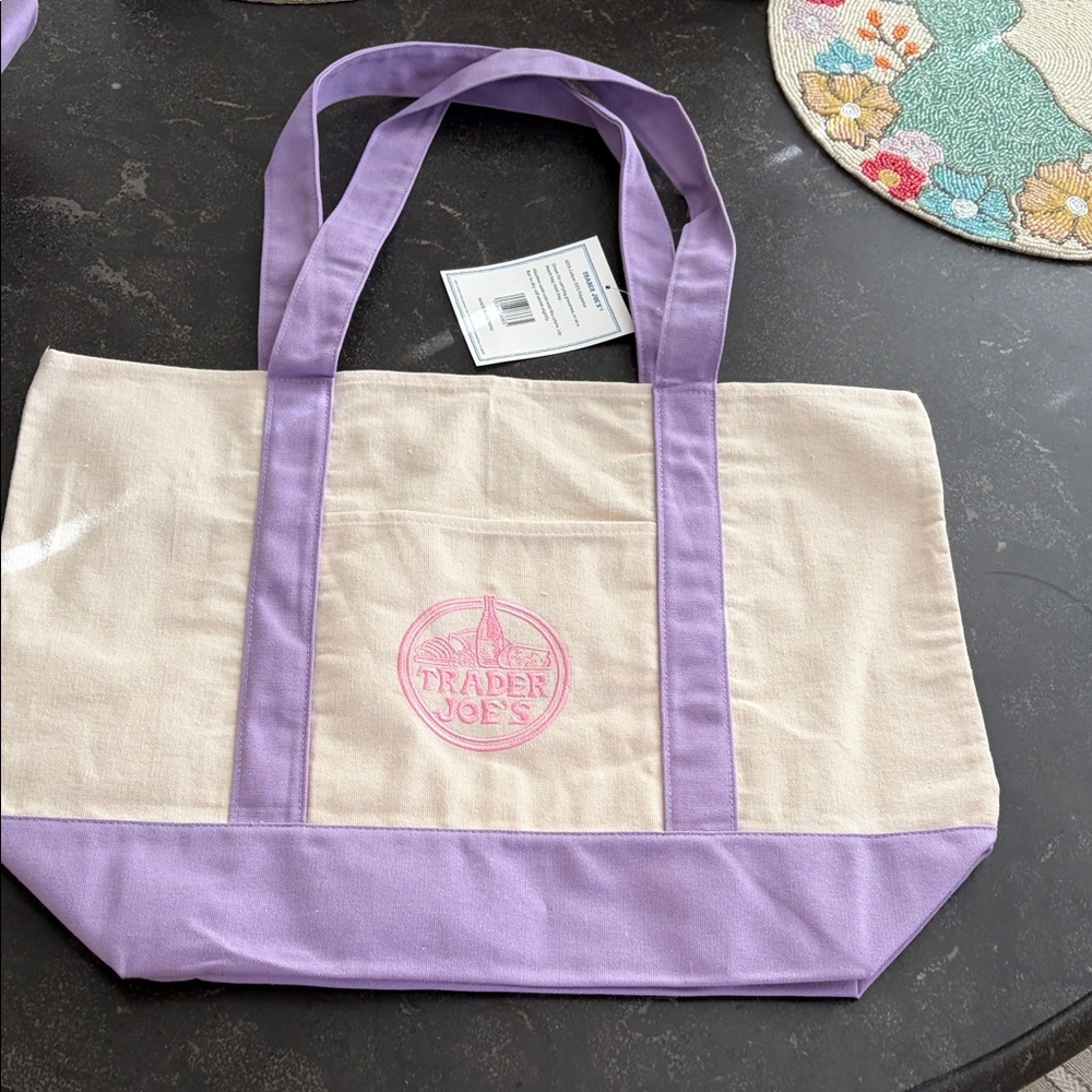 Trader Joe’s Large Lavender Canvas Tote Bag - Picture 3 of 3